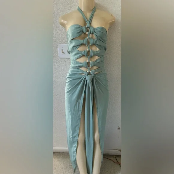 Fashion Nova | Dresses | Fashion Nova Mint Chiffon Maxi Dress Sexy Party  Beach Nwt | Poshmark